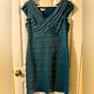 Modest Blue Shimmer Sparkly Ruffle Dress